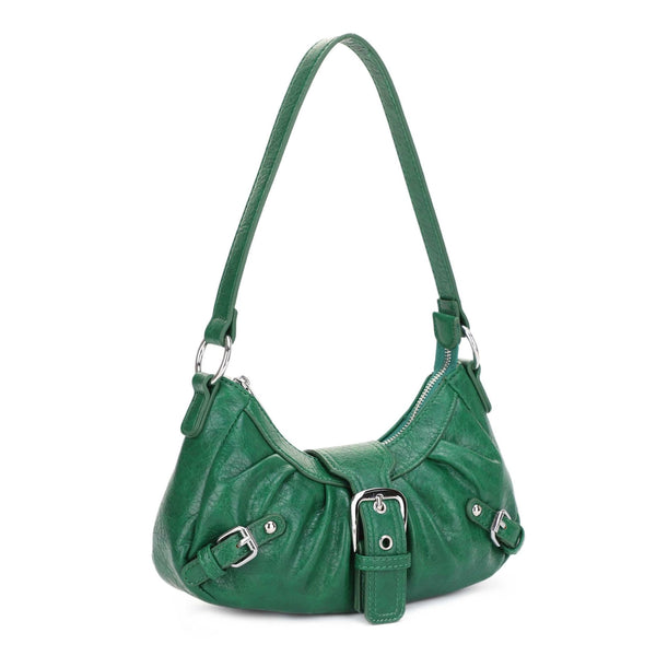 EJ60292 Grunge Buckle Baguette Shoulder Bag - MiMi Wholesale