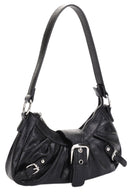 EJ60292 Grunge Buckle Baguette Shoulder Bag - MiMi Wholesale