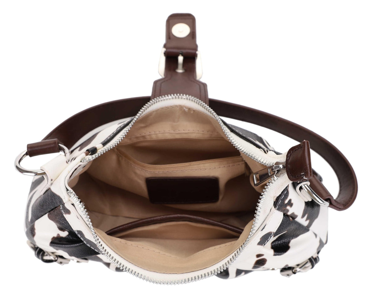 EJ60292C Buckle Baguette Cow Print Shoulder Bag - MiMi Wholesale