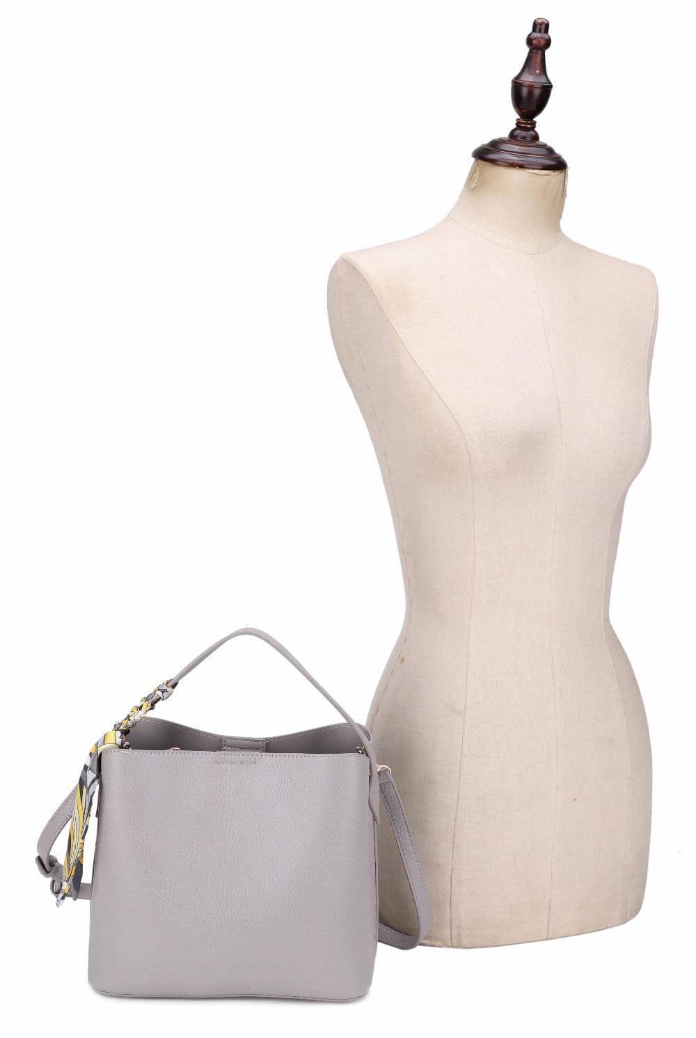EJ60312 - 6 Shia Bucket/Crossbody Bag With Scarf - MiMi Wholesale