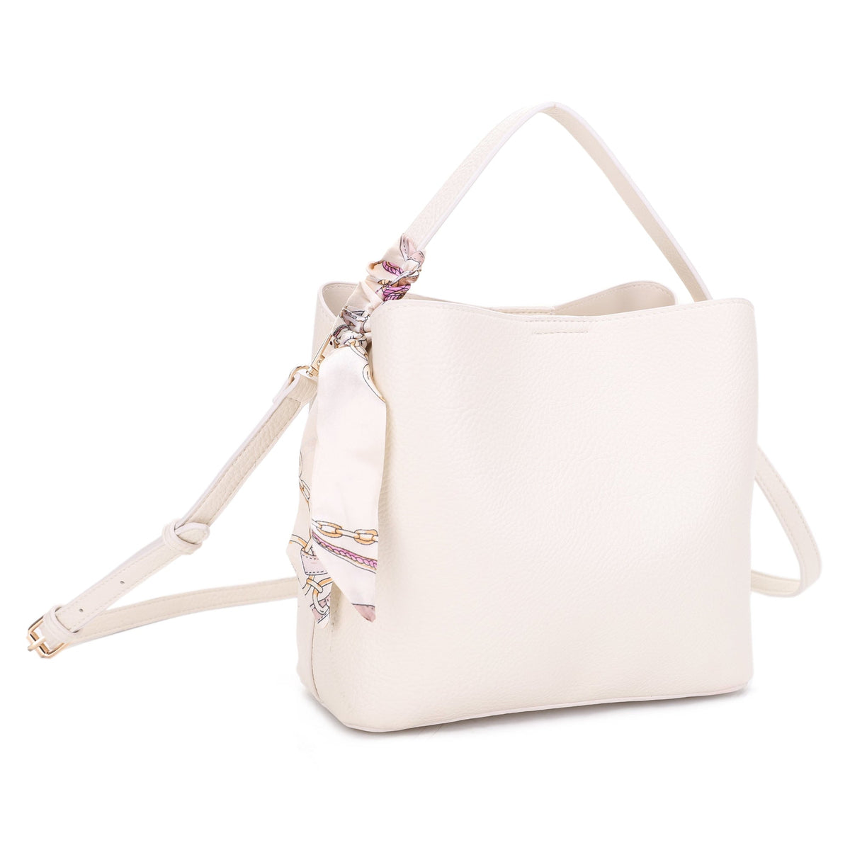 EJ60312 - 6 Shia Bucket/Crossbody Bag With Scarf - MiMi Wholesale