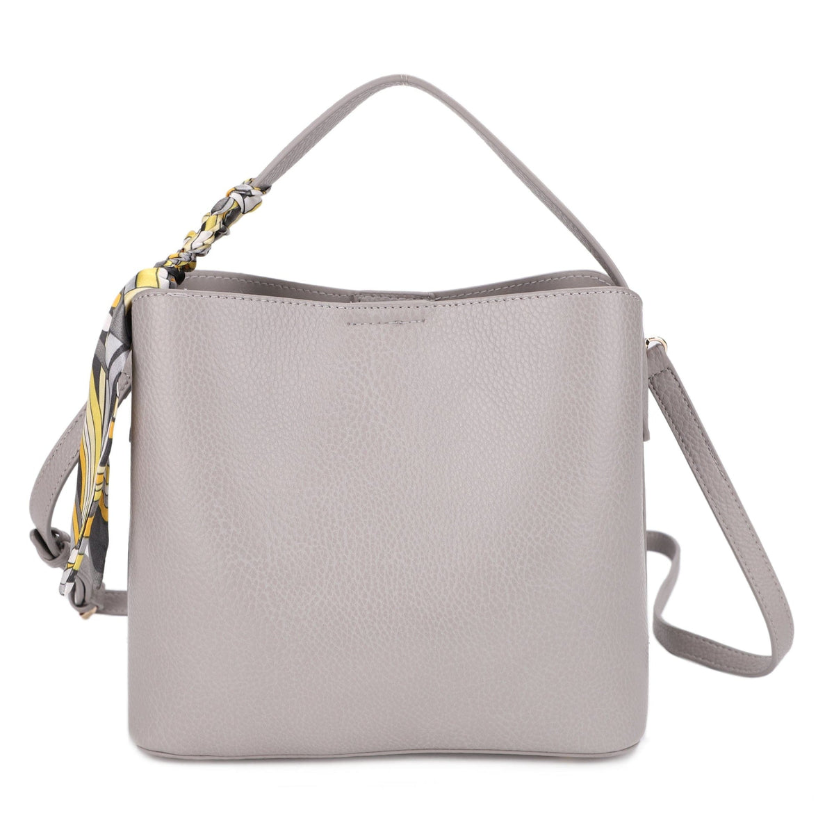 EJ60312 - 6 Shia Bucket/Crossbody Bag With Scarf - MiMi Wholesale