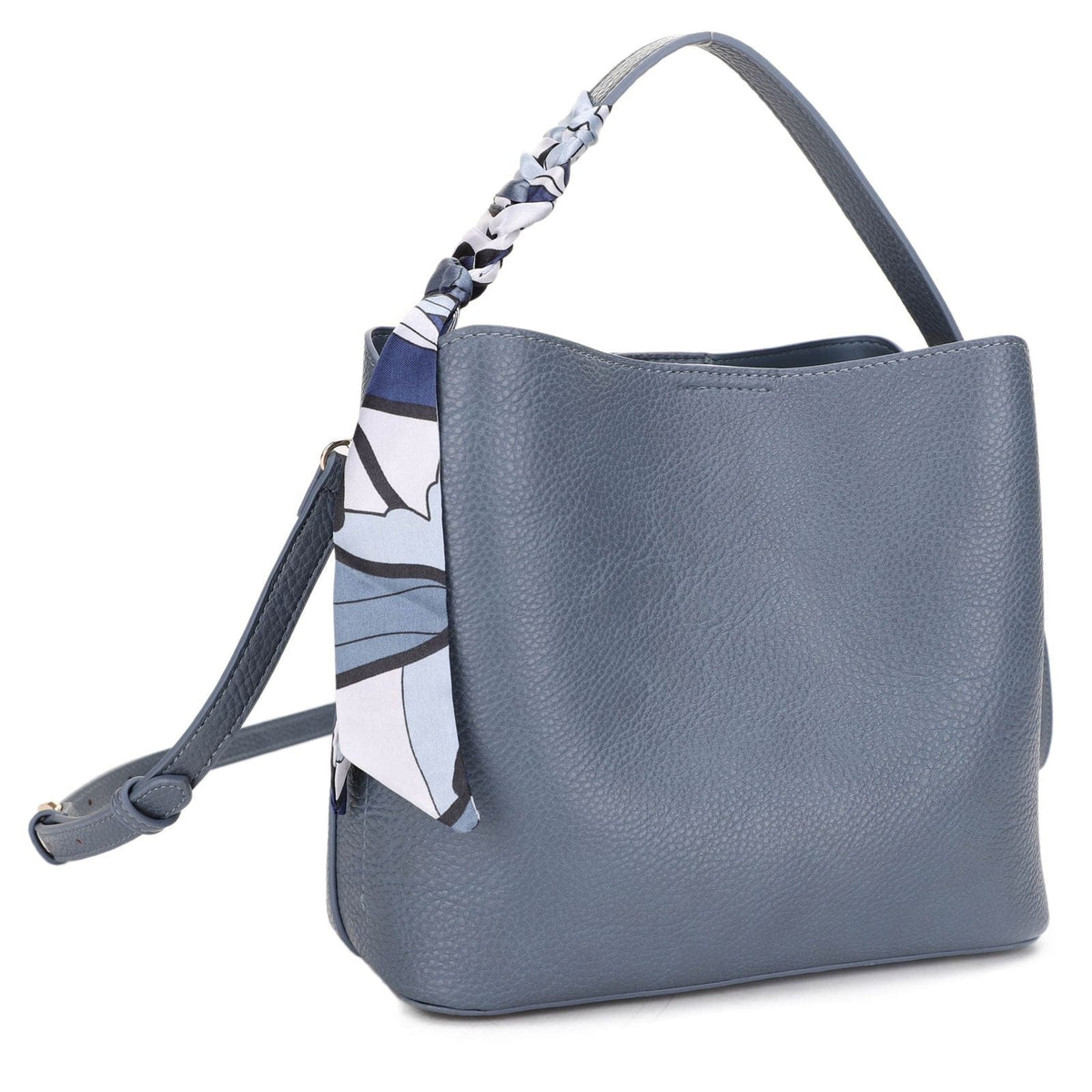 EJ60312 - 6 Shia Bucket/Crossbody Bag With Scarf - MiMi Wholesale