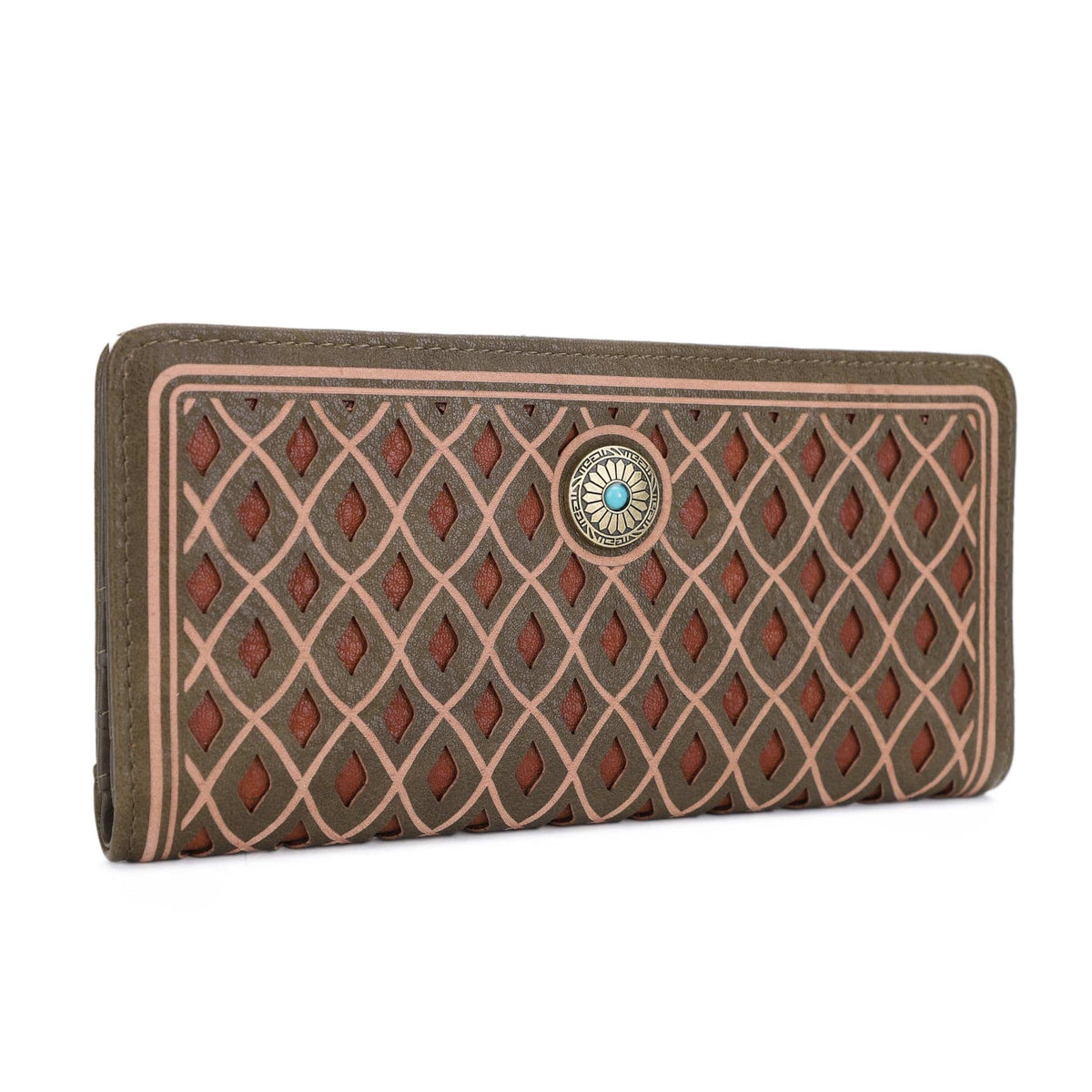 EJ60361 Diamond Pattern Laser Cut Out Wallet - MiMi Wholesale