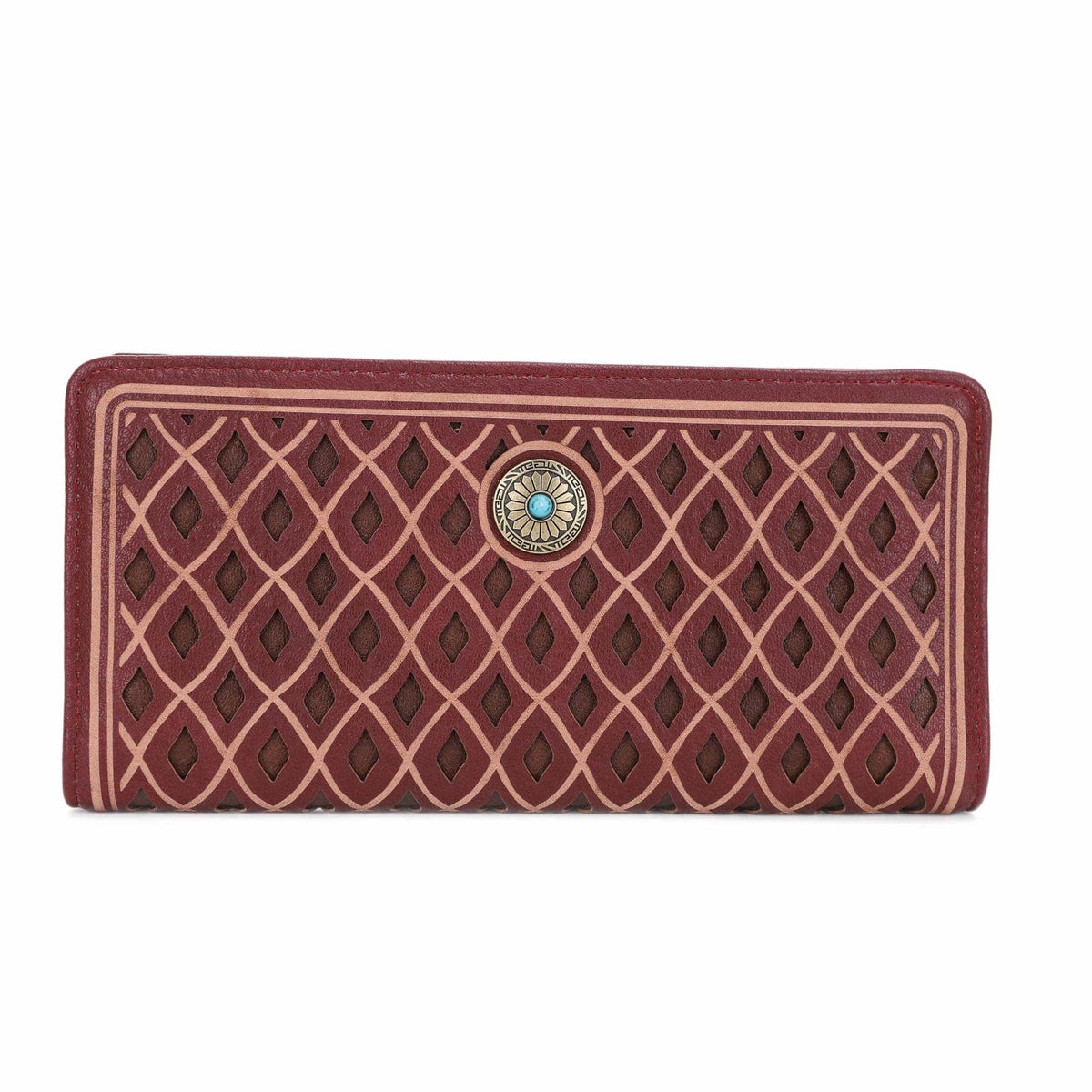 EJ60361 Diamond Pattern Laser Cut Out Wallet - MiMi Wholesale