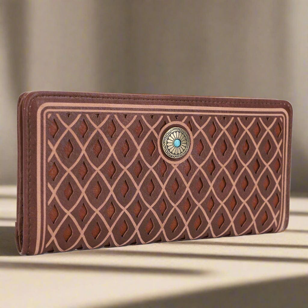 EJ60361 Diamond Pattern Laser Cut Out Wallet - MiMi Wholesale