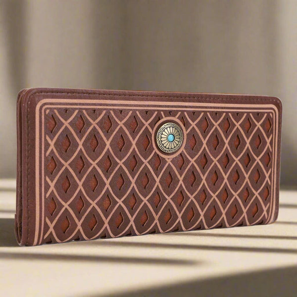 EJ60361 Diamond Pattern Laser Cut Out Wallet - MiMi Wholesale