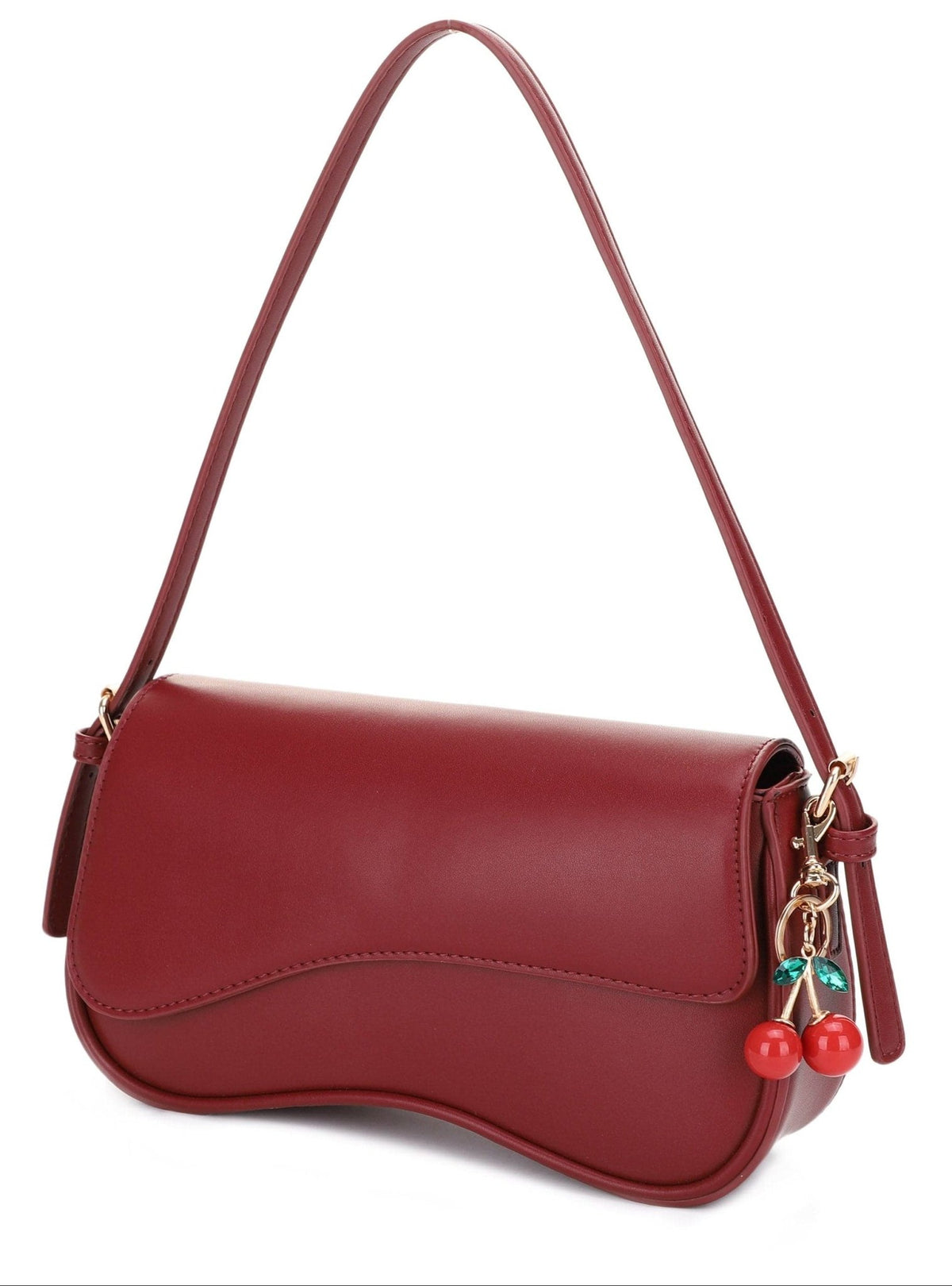 EJ60375 Emilie Baguette Shoulder Bag With Cherry Charm - MiMi Wholesale