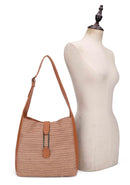 EJ60376 - 6 Arla Straw Hobo Tote - MiMi Wholesale