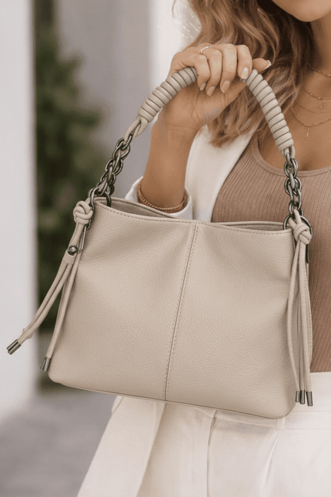 EJ60400 - 6 Chain Detail Satchel/Crossbody Bag - MiMi Wholesale