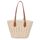 EJ60420 Penelope Straw Tote Bag With Scarf - MiMi Wholesale