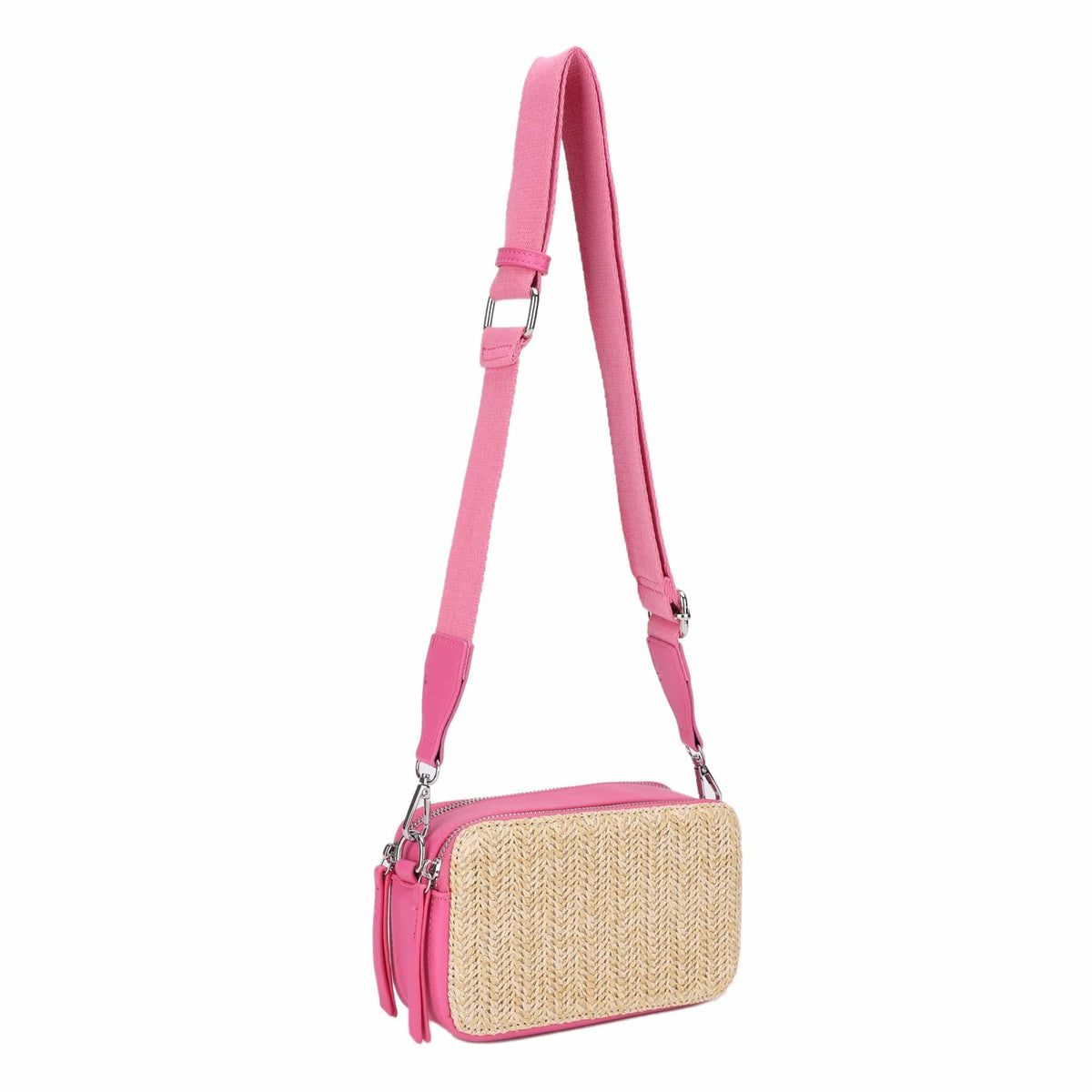 EJ60439 Jeena Two Tone Straw Crossbody Bag - MiMi Wholesale