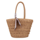 EJ60444 Hayden Straw Tote With Scarf - MiMi Wholesale