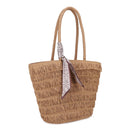 EJ60444 Hayden Straw Tote With Scarf - MiMi Wholesale