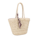 EJ60444 Hayden Straw Tote With Scarf - MiMi Wholesale