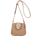 EJ60445 Straw Crossbody Bag With Beaded Buckle - MiMi Wholesale