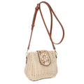 EJ60445 Straw Crossbody Bag With Beaded Buckle - MiMi Wholesale