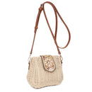 EJ60445 Straw Crossbody Bag With Beaded Buckle - MiMi Wholesale
