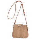 EJ60445 Straw Crossbody Bag With Beaded Buckle - MiMi Wholesale