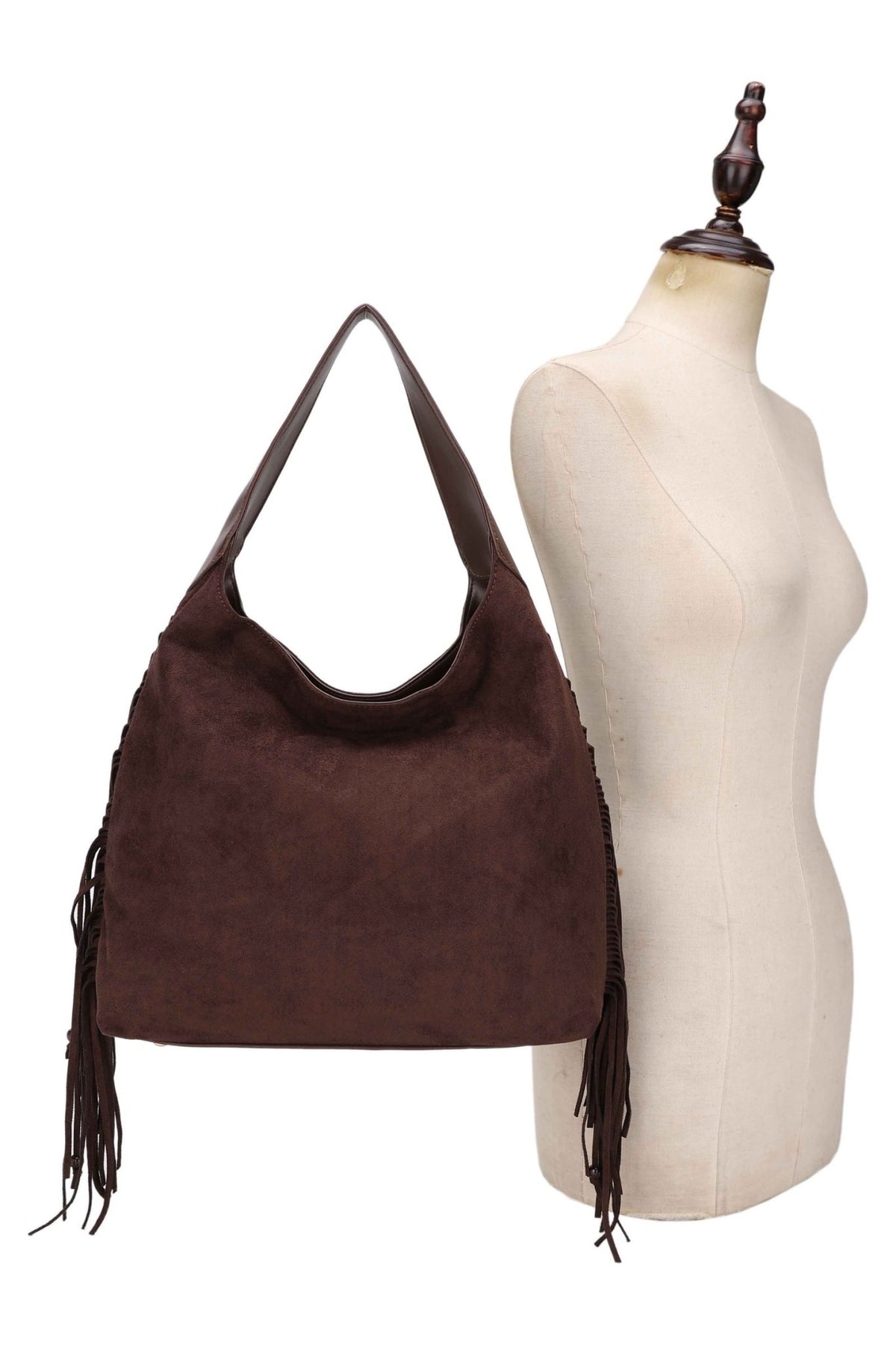 EJ60469SU Maren Suede Fringe Shoulder Bag - MiMi Wholesale