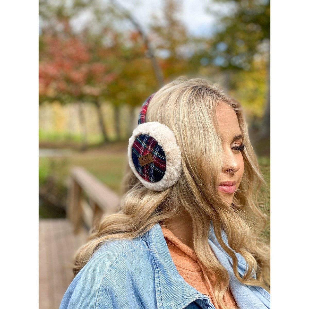 EM2339 Plaid Pattern Earmuffs - MiMi Wholesale