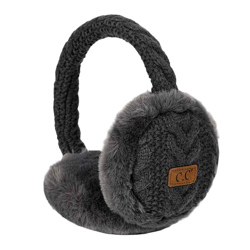 EM3661 Cable Knit Furry Earmuffs - MiMi Wholesale