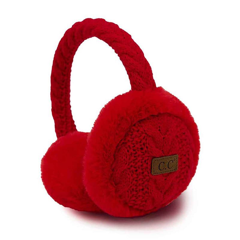 EM3661 Cable Knit Furry Earmuffs - MiMi Wholesale