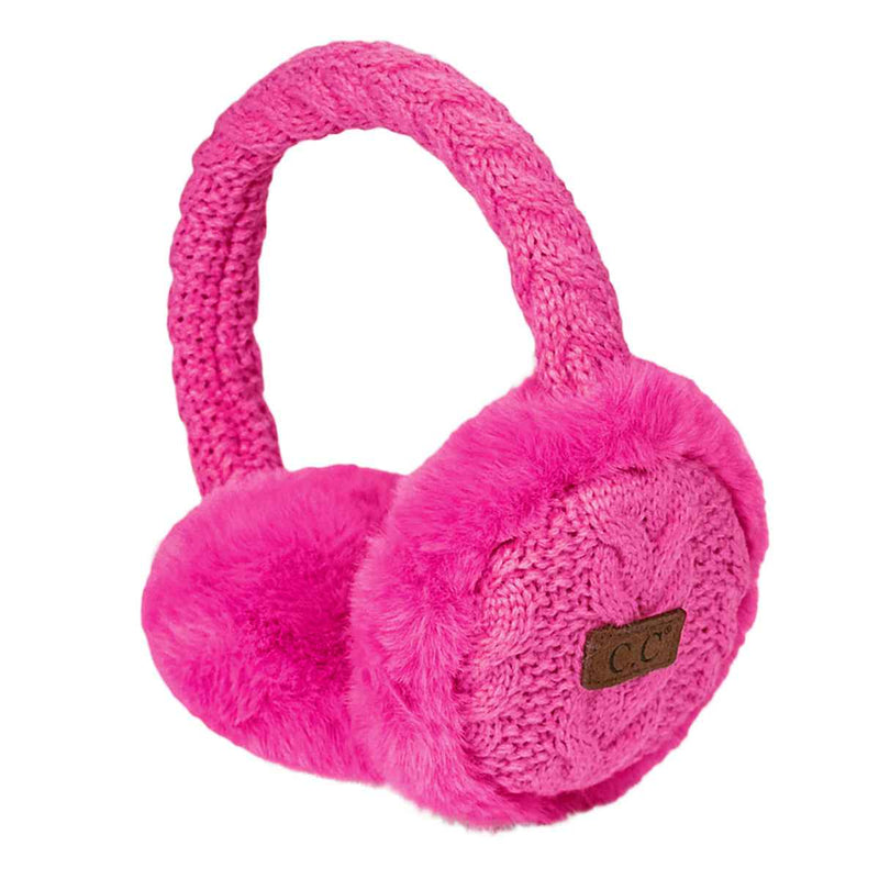 EM3661 Cable Knit Furry Earmuffs - MiMi Wholesale