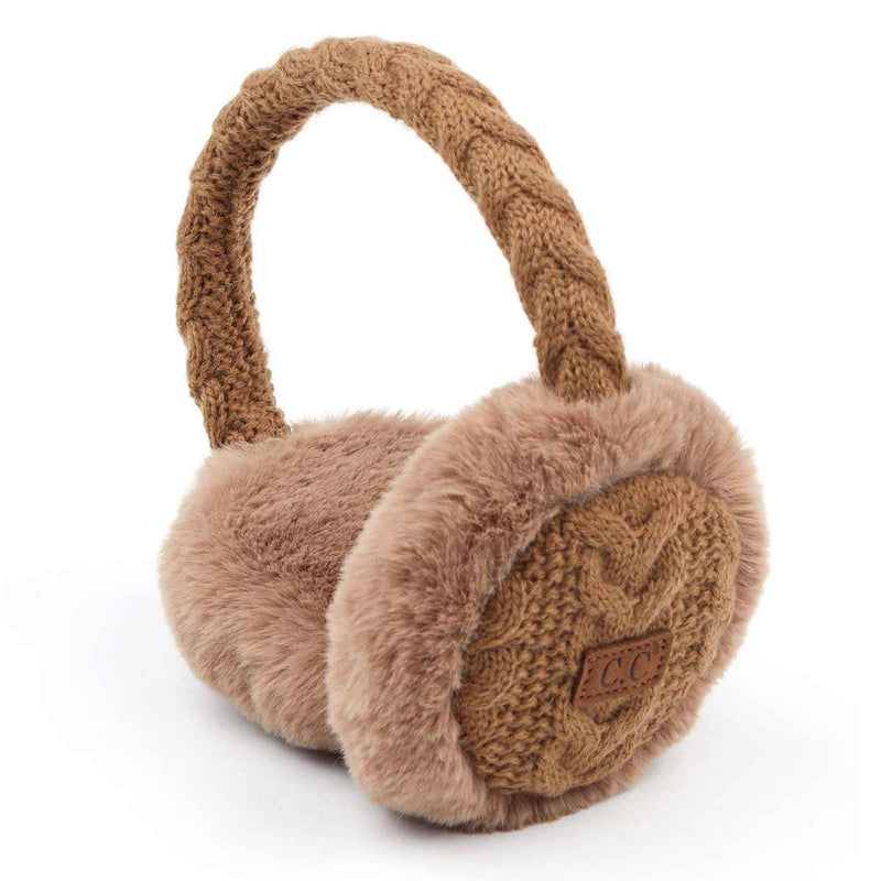 EM3661 Cable Knit Furry Earmuffs - MiMi Wholesale