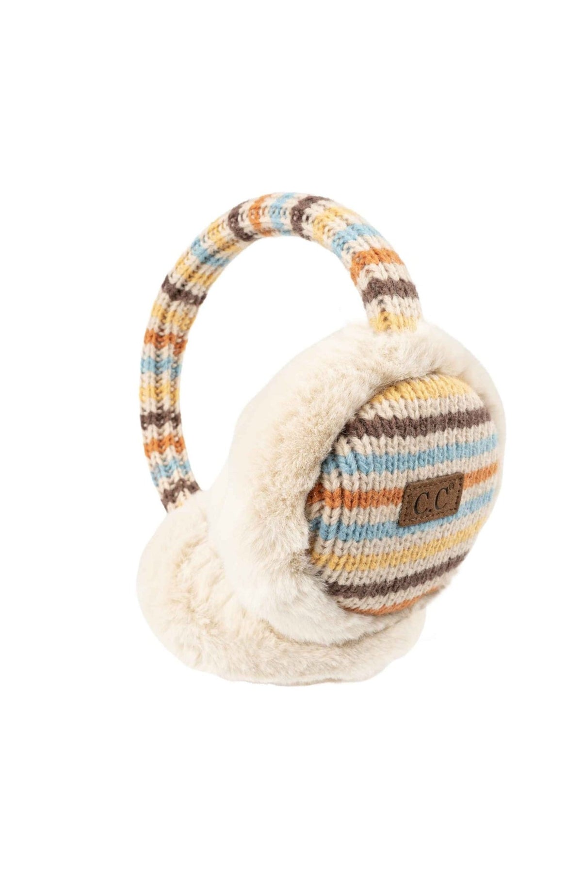 EMC0136 Mila Striped Faux Fur Earmuffs - MiMi Wholesale