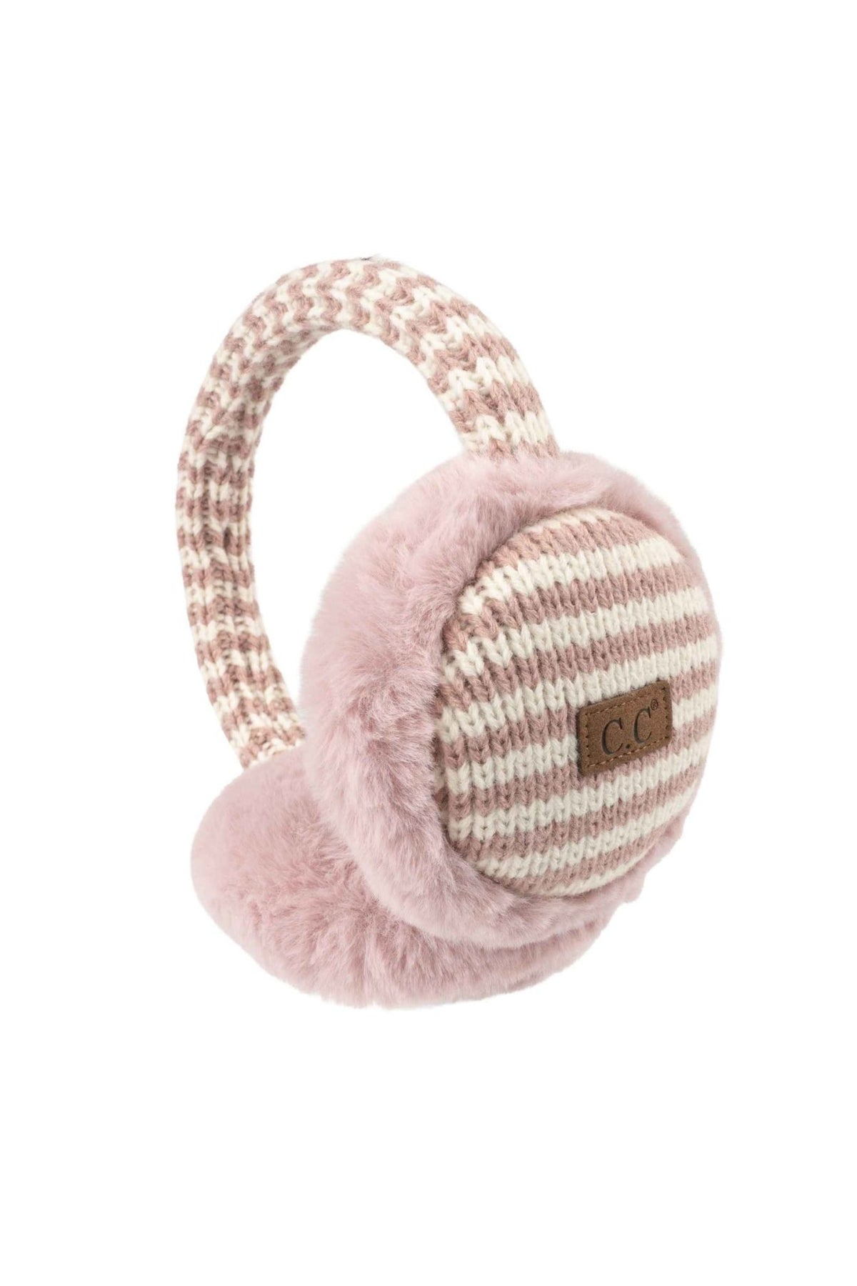 EMC0136 Mila Striped Faux Fur Earmuffs - MiMi Wholesale