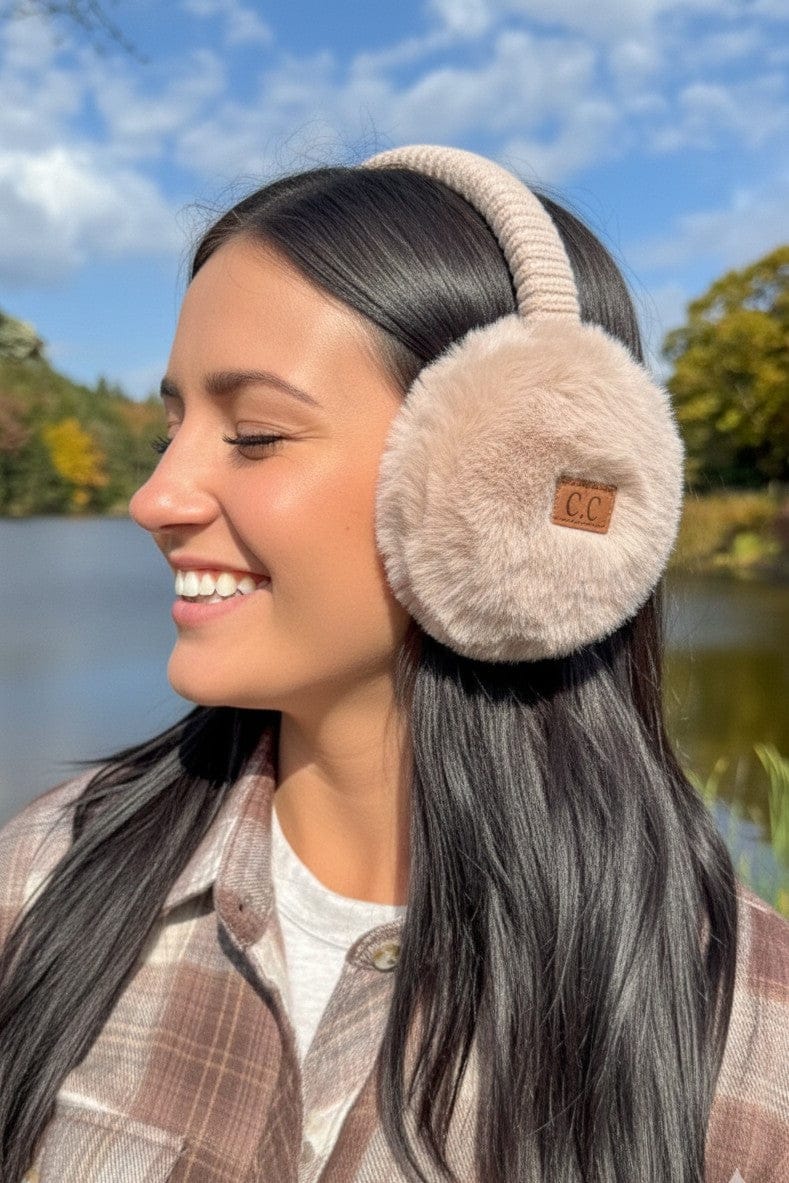 EMS0155 Faux Mink Fur Knitted Earmuffs - MiMi Wholesale