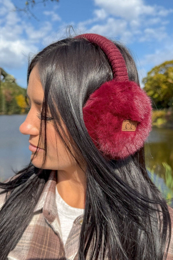 EMS0155 Faux Mink Fur Knitted Earmuffs - MiMi Wholesale