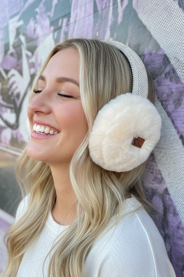 EMS4283 Furry Rhinestone Band Earmuffs - MiMi Wholesale