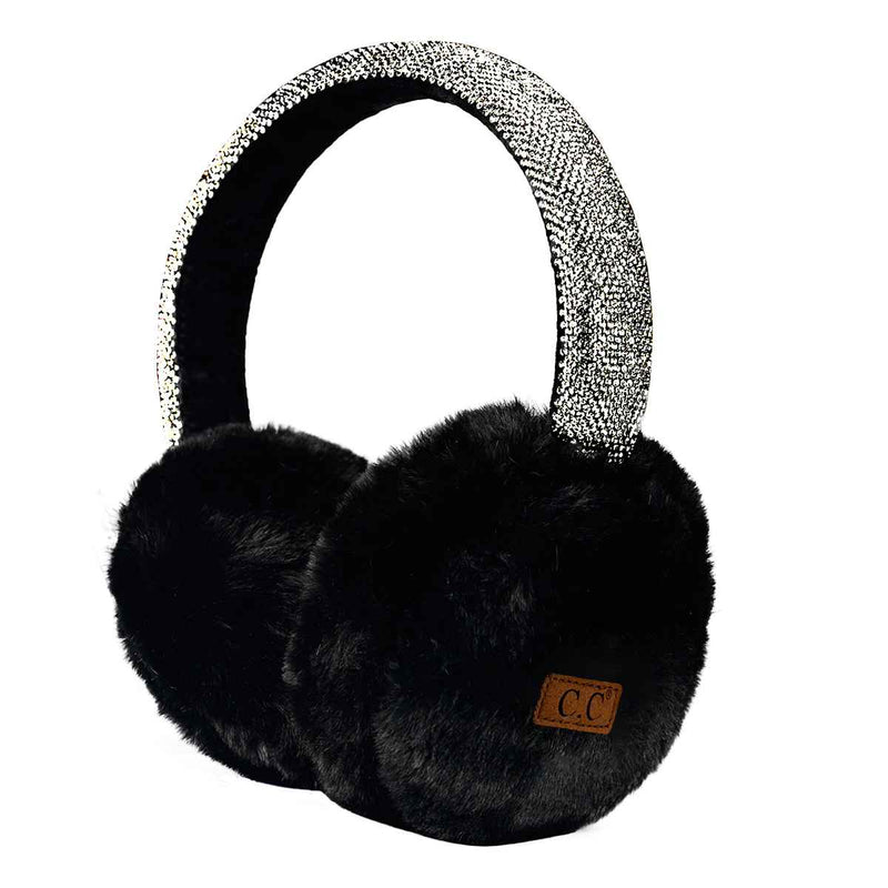 EMS4283 Furry Rhinestone Band Earmuffs - MiMi Wholesale