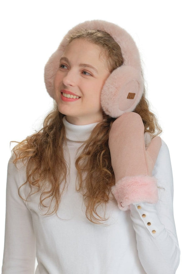 EMS4491 Vegan Suede and Fur Earmuffs - MiMi Wholesale