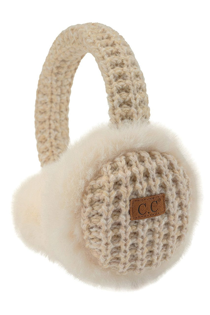 EMS4495 Heather Knitted Fur Earmuff - MiMi Wholesale