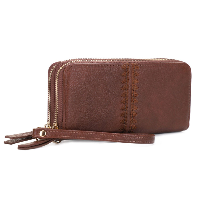 ES60164 - 6 Sherrie Double Zipper Wallet - MiMi Wholesale