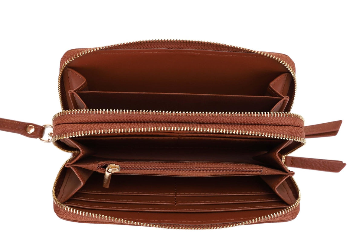 ES60164 - 6 Sherrie Double Zipper Wallet - MiMi Wholesale