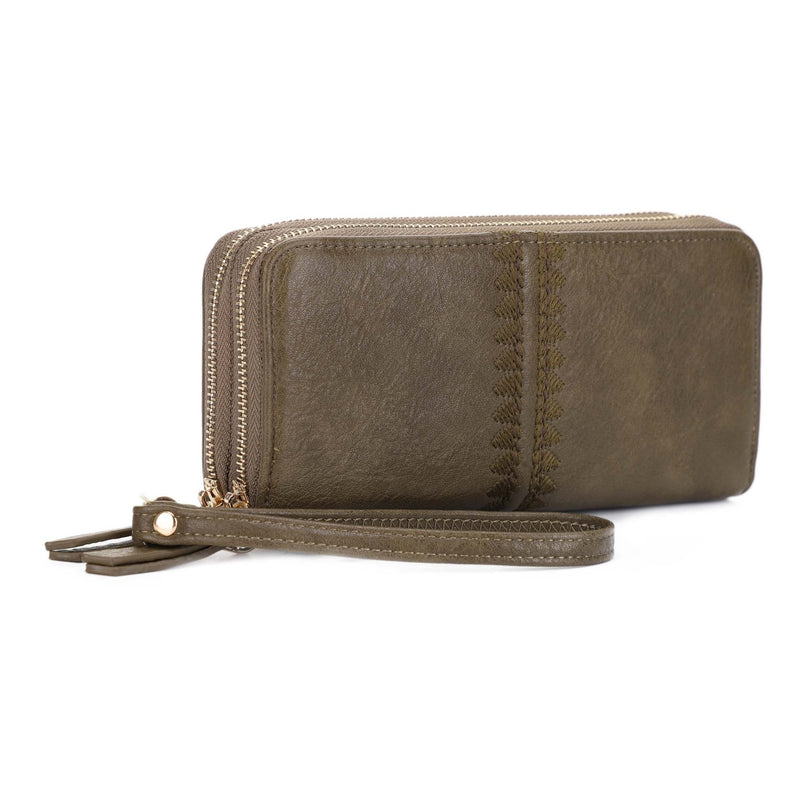 ES60164 - 6 Sherrie Double Zipper Wallet - MiMi Wholesale