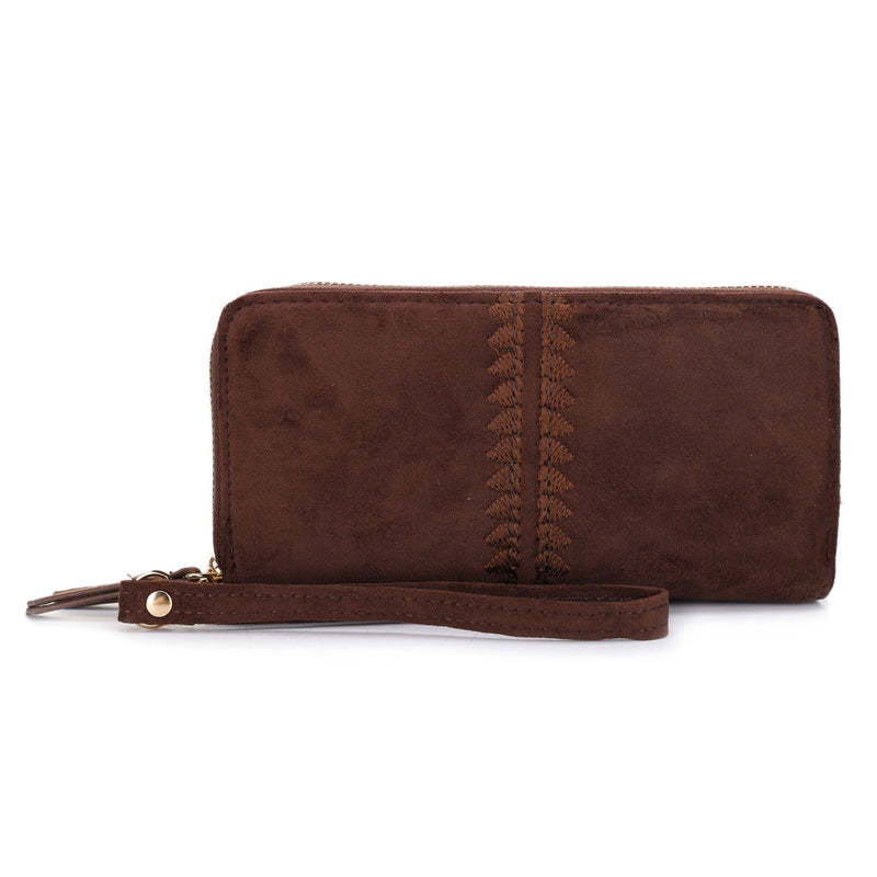 ES60164SU Sherrie Suede Double Zipper Wallet - MiMi Wholesale