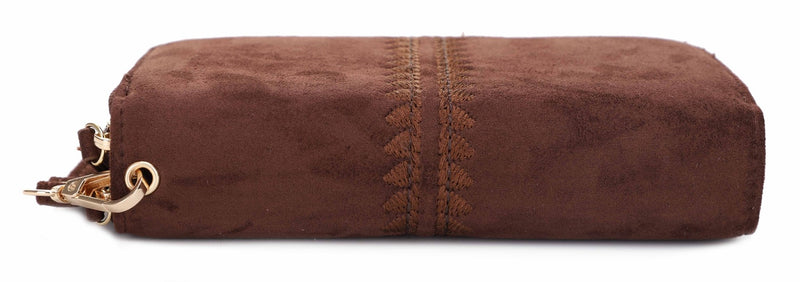 ES60164SU Sherrie Suede Double Zipper Wallet - MiMi Wholesale