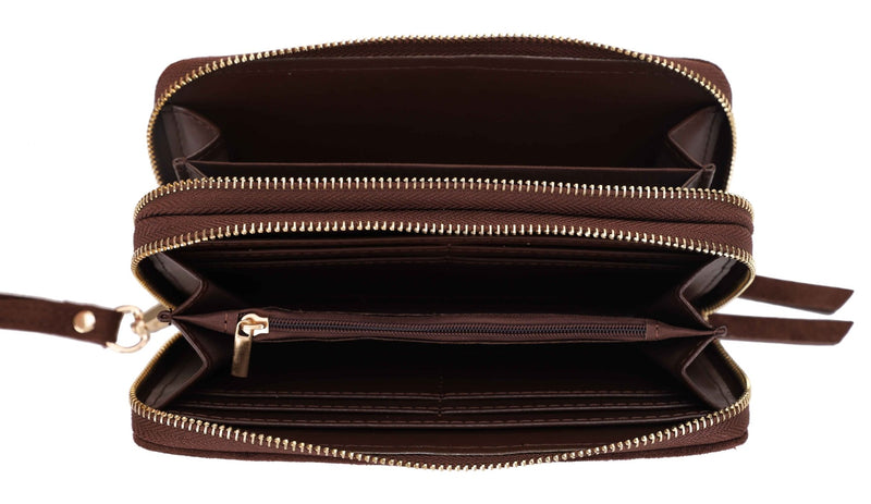 ES60164SU Sherrie Suede Double Zipper Wallet - MiMi Wholesale