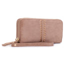 ES60164SU Sherrie Suede Double Zipper Wallet - MiMi Wholesale