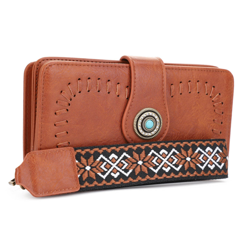 ES60166 Dolly Western Wallet With Boho Wristlet Strap - MiMi Wholesale