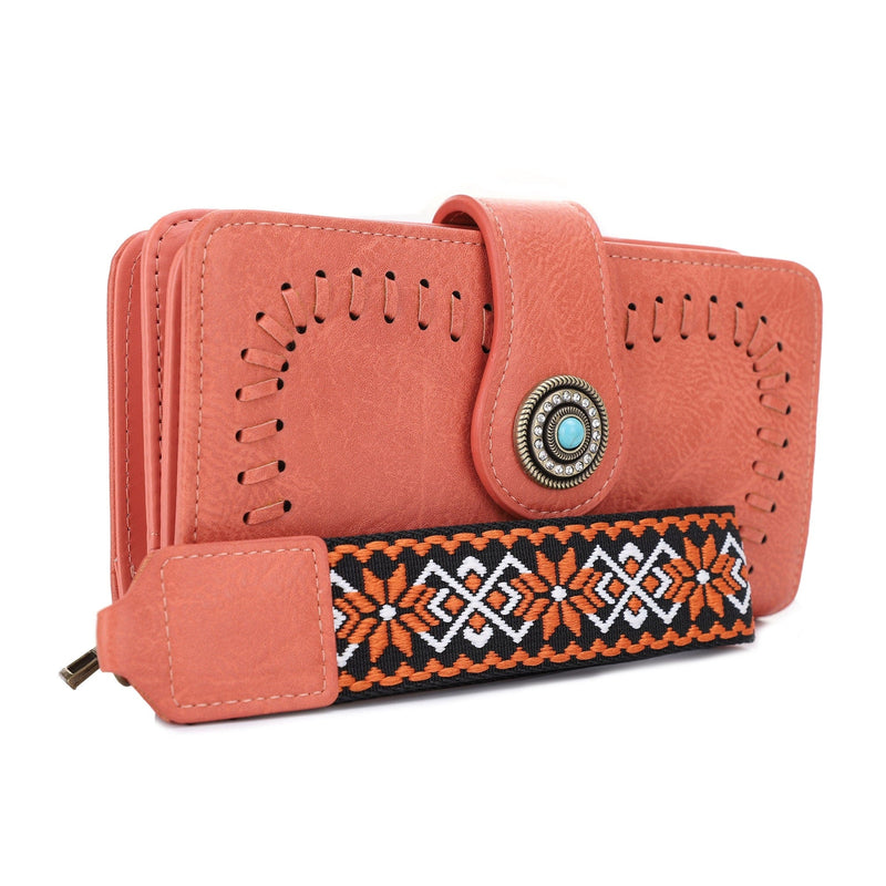 ES60166 Dolly Western Wallet With Boho Wristlet Strap - MiMi Wholesale