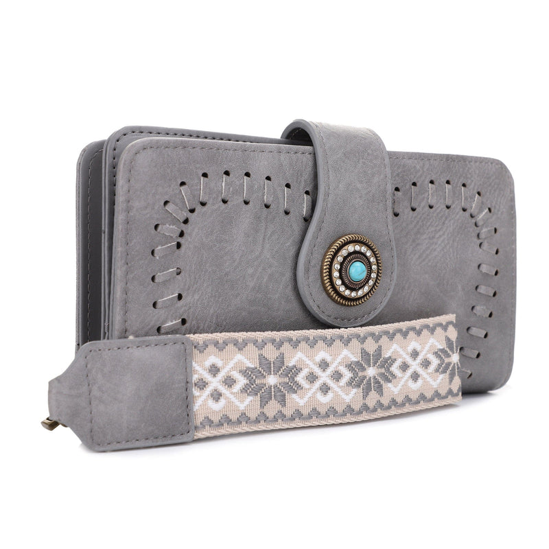 ES60166 Dolly Western Wallet With Boho Wristlet Strap - MiMi Wholesale