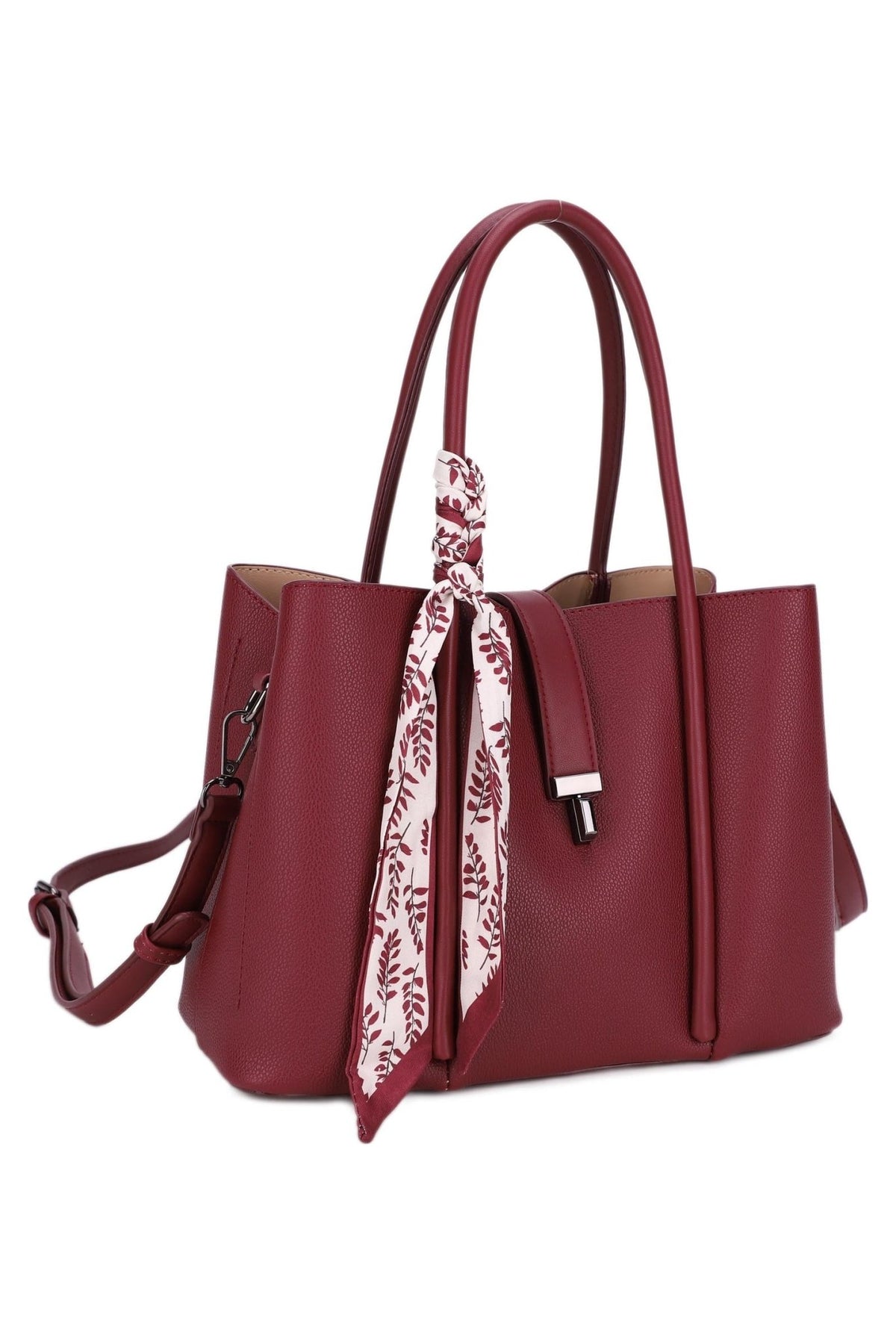 ES60429-6 Elena Structured Satchel with Scarf - MiMi Wholesale