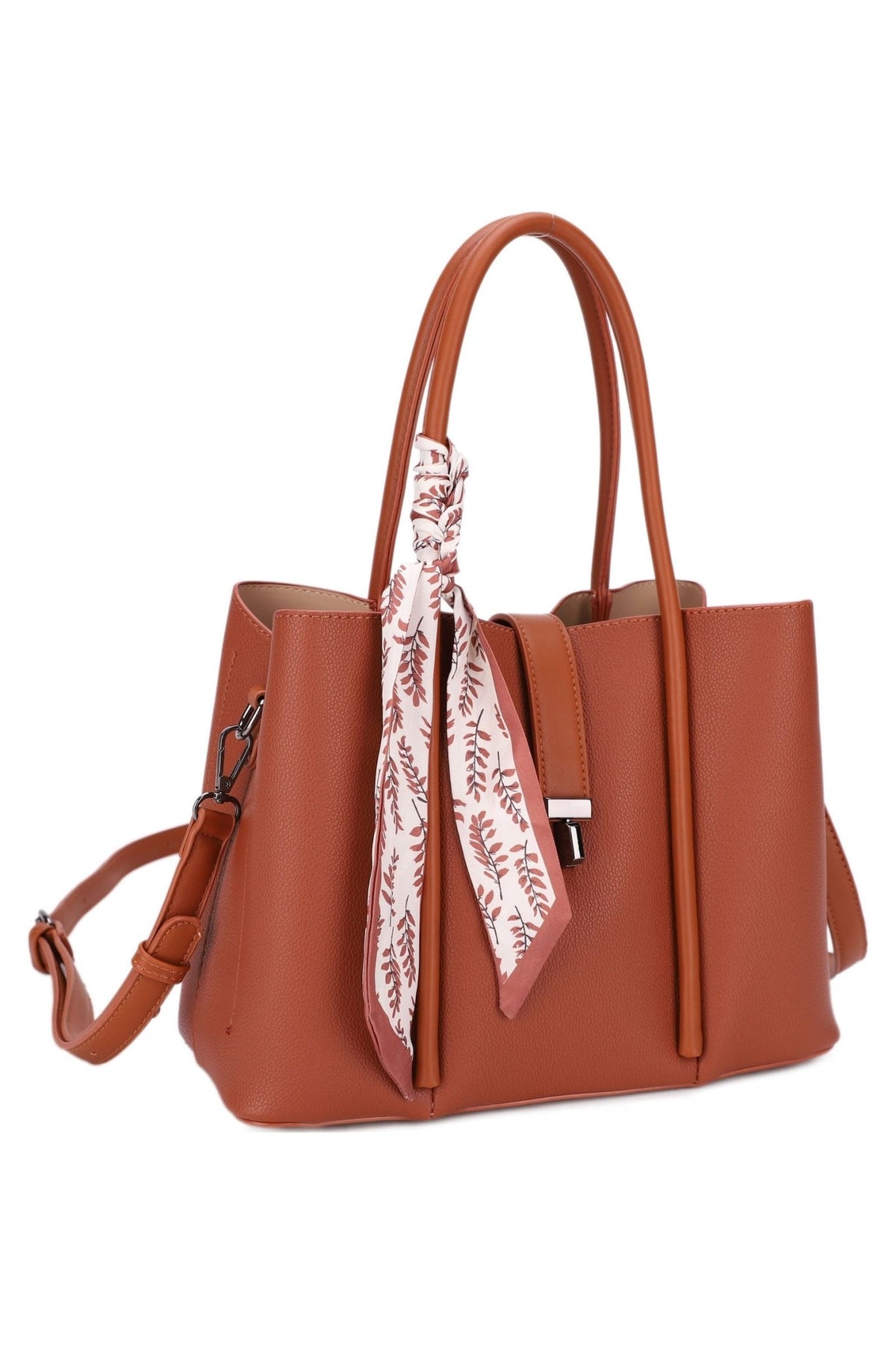 ES60429-6 Elena Structured Satchel with Scarf - MiMi Wholesale
