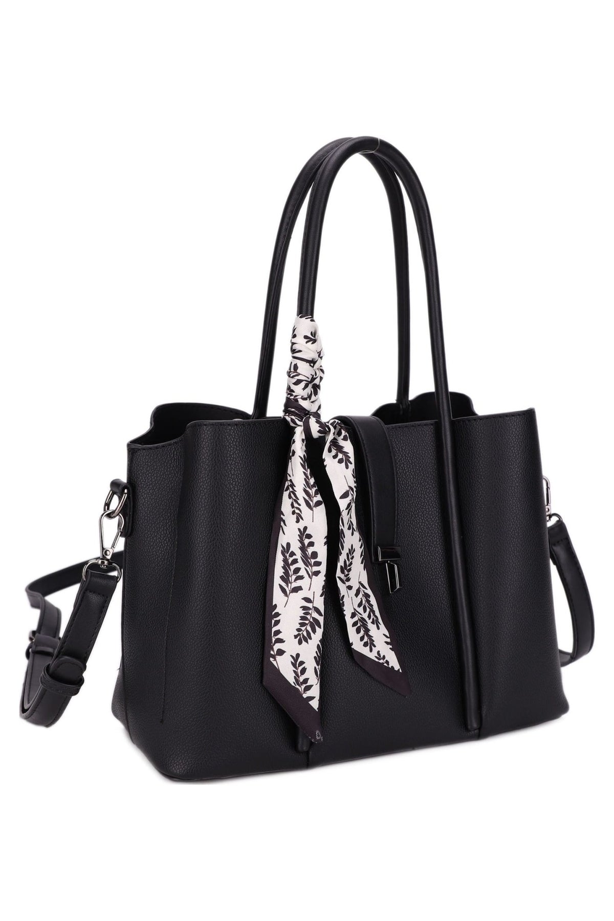 ES60429-6 Elena Structured Satchel with Scarf - MiMi Wholesale